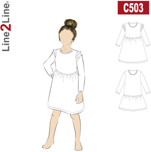 Line2Line snitmønster - C503 Kjole med flæser, børn